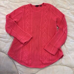 JEANNE PIERRE Coral Cable Knit Sweater